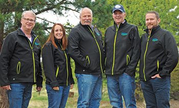 From left: Timberline Landscaping’s CFO Craig Nesbit, CSO Stephanie Early, Chairman Tim Emick, CEO Judd Bryarly and COO Josh Pool. (Photo: Timberline Landscaping)