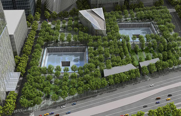 Overview of 9/11 Memorial (Photo courtesy of PWP Landscape Architecture)